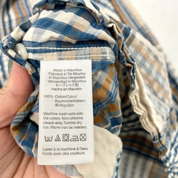J Crew Wallace Barnes Classic Seersucker Plaid Long Sleeve Button Shirt sz Small - Picture 6 of 6